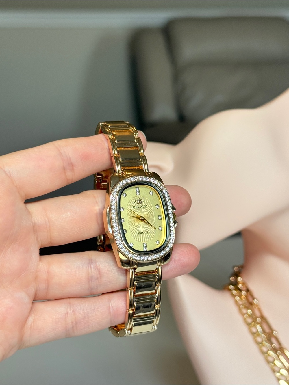 Gold Tone Women's Bracelet Watch with Crystal Accent - Picture 10 of 11
